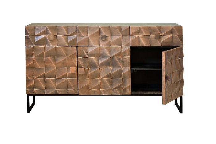 GINER Y COLOMER Aparador industrial de madera de mango y detalles en metal